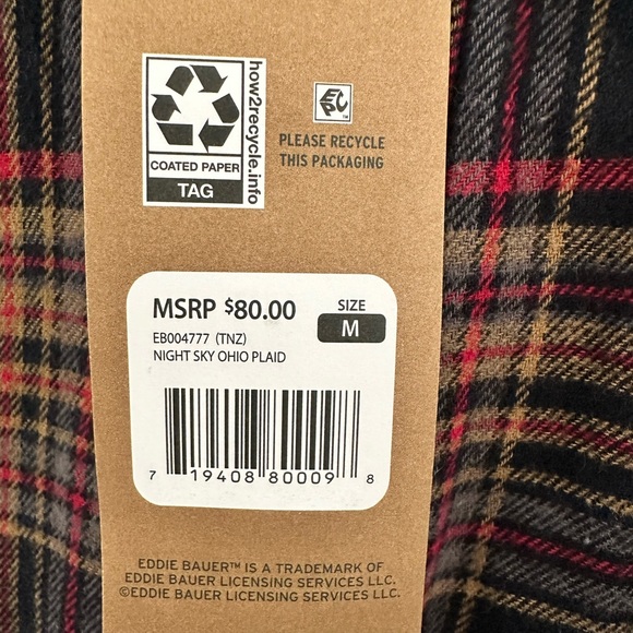 Eddie Bauer - Men's Night Sky Ohio Plaid Relaxed Fit Flannel Shirt, Medium - Picture 6 of 8